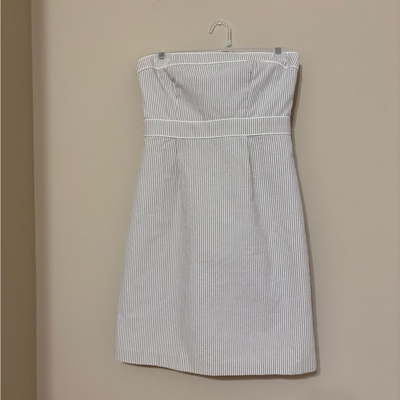 Merona Women's PS Gray Strapless A-line Striped Knee Length Dress - Picture 1 of 4